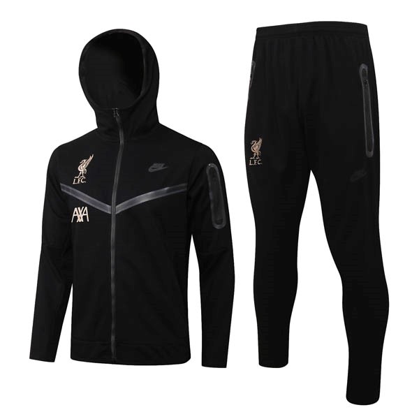 Hoodies Komplett Set Liverpool 2022-23 Schwarz